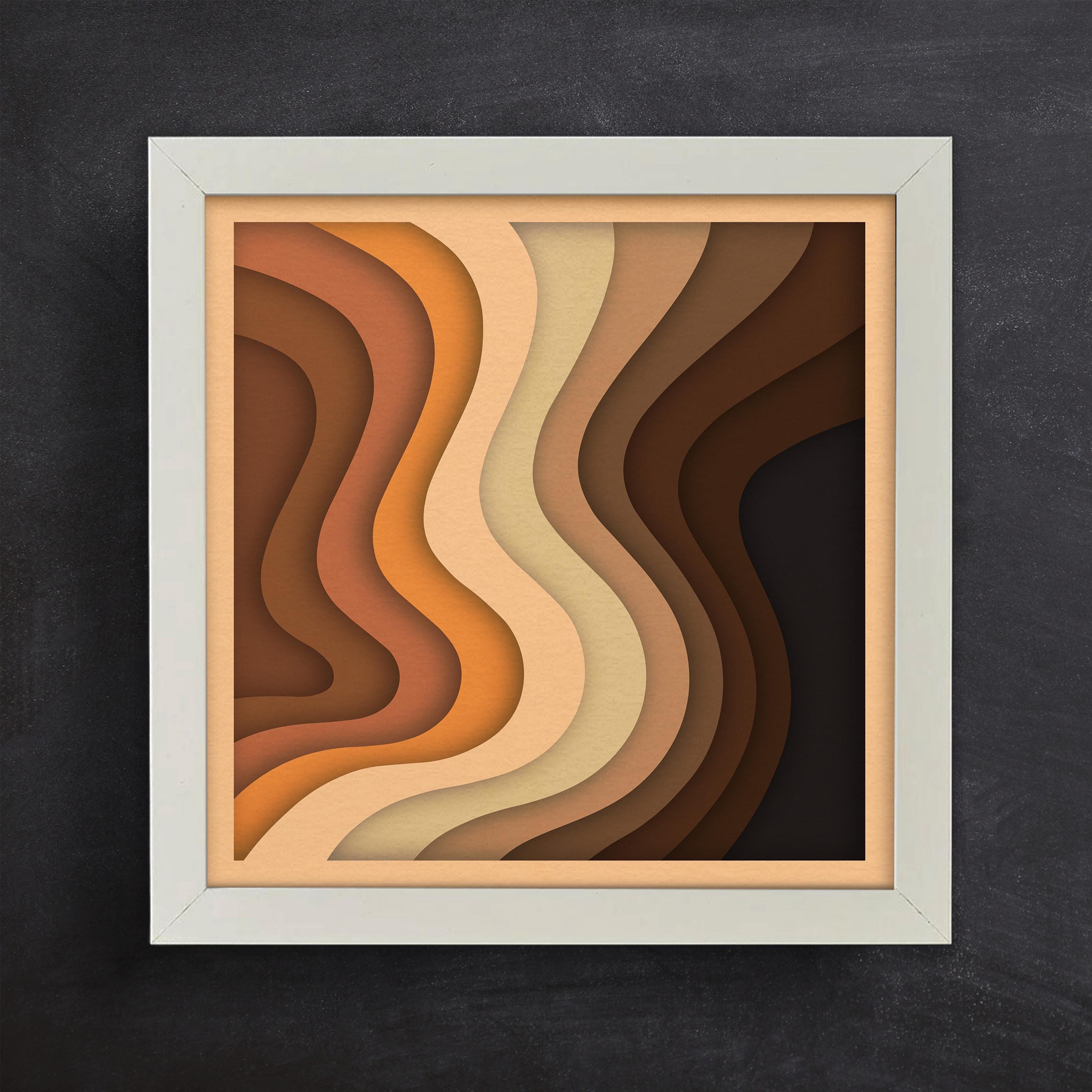 Abstract Layered Waves Shadow Box SVG – 3D Paper Cut File for Cricut ...