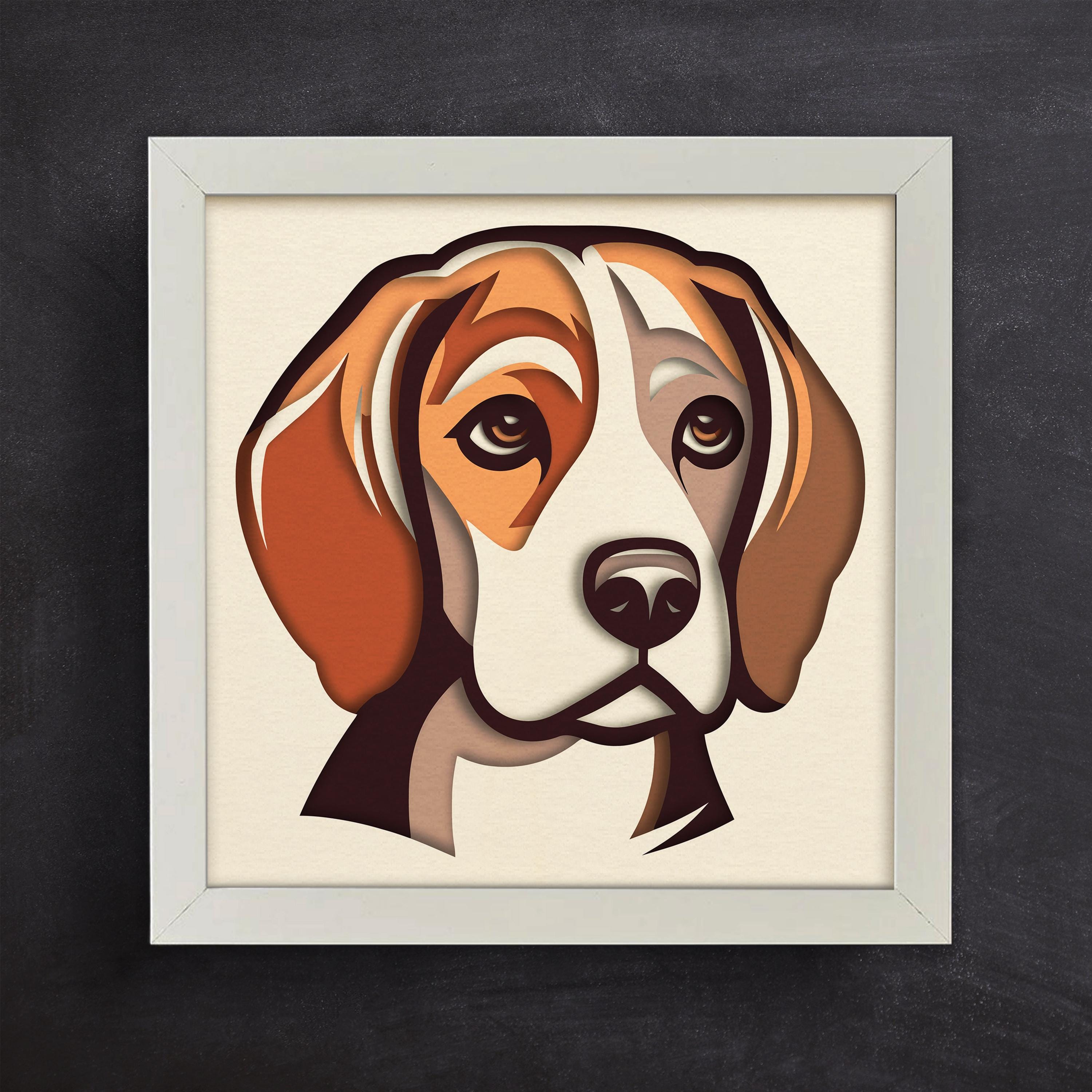 3d Beagle SVG, Shadow Box Template, Dog 3D SVG Shadowbox, Layered ...