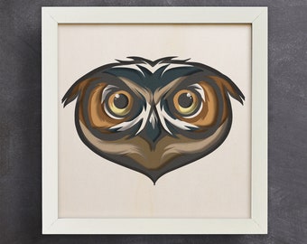 3D-uggla, skuggbox SVG, lager av djur SVG, färgglad skuggboxmall, filer för Cricut, för Silhouette,