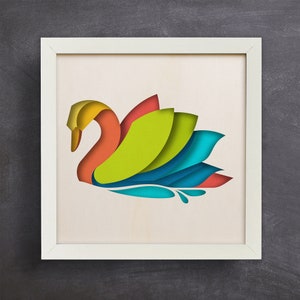 Cigno 3D, modello di scatola delle ombre in carta tagliata 3D, file di download digitale SVG, file di download digitale SVG della scatola delle ombre, per Cricut, Lightbox
