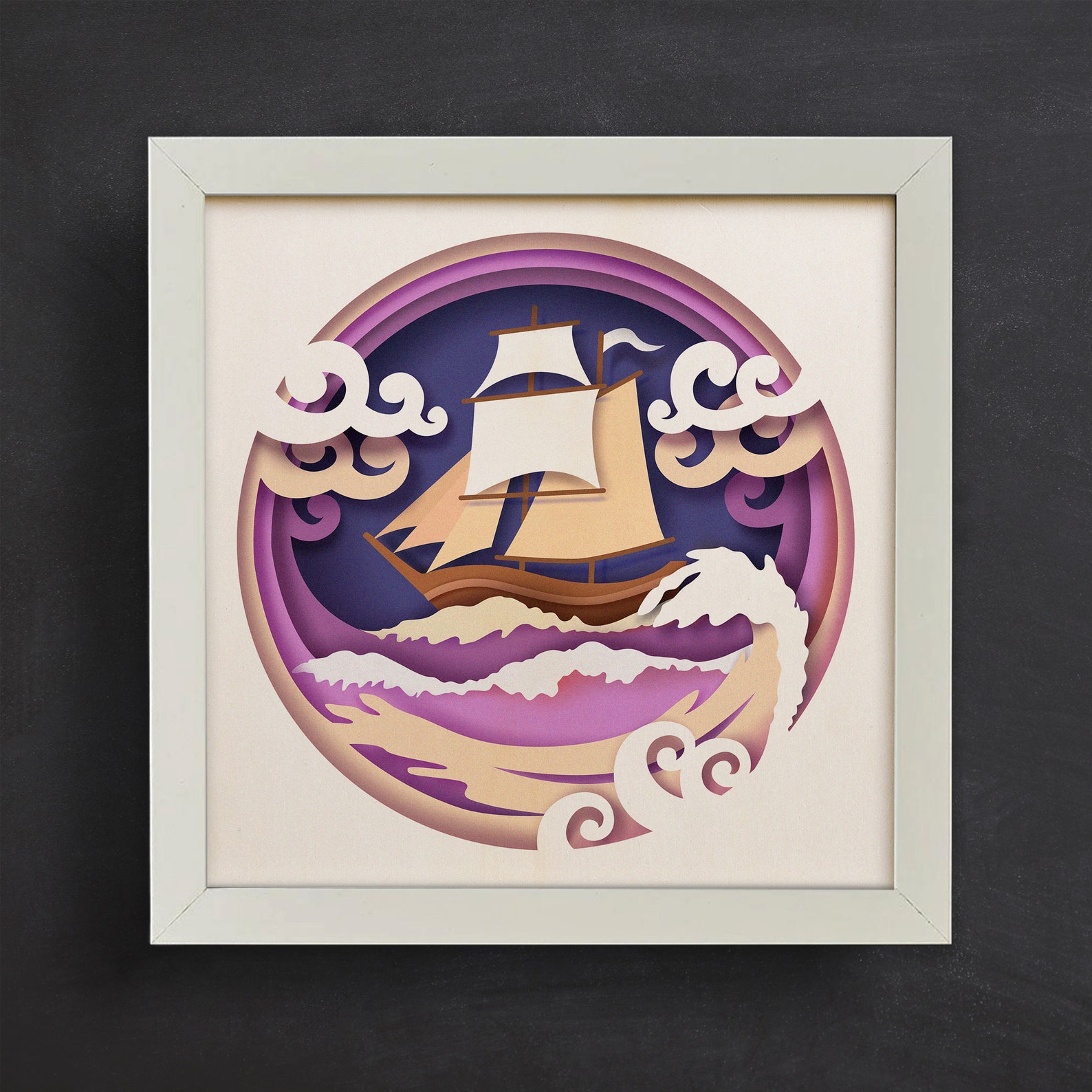 3d Sailing Ship Floating, Shadow Box Svg, for Cricut and Silhouette ...