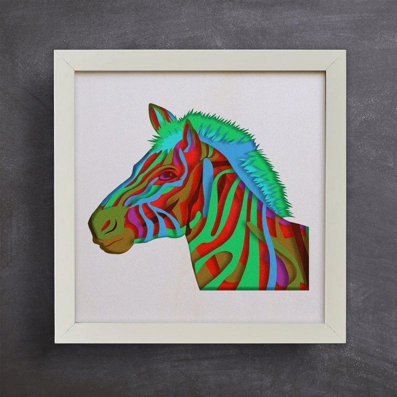 3d Zebra Shadow Box Svg Colorful Layers Svg Papercut Etsy