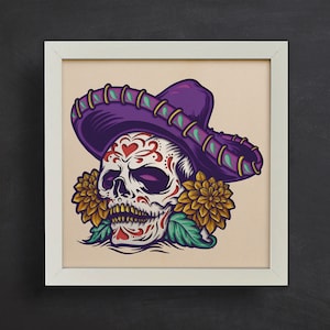 Svg de calavera 3D, caja de sombras, corte de papel, proyectos de Cricut 3D, arte en capas, para Silhouette, archivos de máquina de corte
