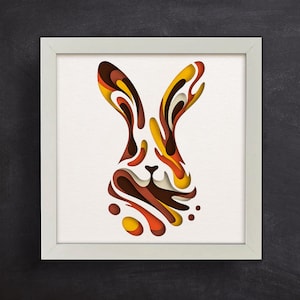 3d Rabbit, Shadow Box Templates, SVG For Cardstock / 3D Easter Shadow Box / 3d Colorful Animals/ For Cricut/ For Silhouette