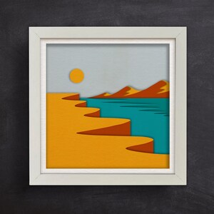 3d Minimalist Landscape, Shadow Box Svg, Multilayer Paper Cut, Files for cricut, for Silhouette, Svg, Dxf, Eps, Png Formats