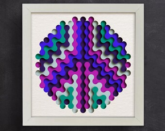 Caixa de sombra com símbolo de paz 3D, SVG abstrato, mandala 3D, arquivos para Cricut e Silhouette com fácil utilização