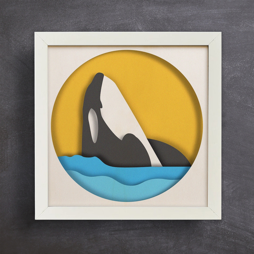3D Orca Whale Shadow Box SVG: Layered Dolphin Template (digital ...