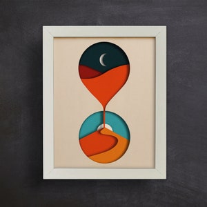 Orologio di sabbia 3D, decorazione per la casa a strati, scatola delle ombre SVG, arte minimalista, arte boho, file di carta tagliata, per cricut, per Silhouette, facile da usare