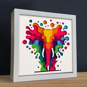 3d Elephant, Shadow Box Templates, Multilayer Svg Files, SVG for ...