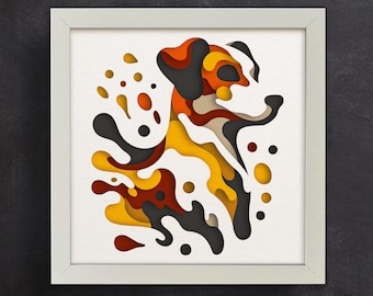 Jack Russell 3D Shadow Box SVG: Layered Papercut Dog Silhouette