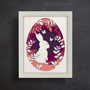 3D Osterhase, Schattenbox-Vorlage, Frohe Ostern svg, Blumen Schattenbox, für Cricut, für Silhouette, CNC-Schneiden