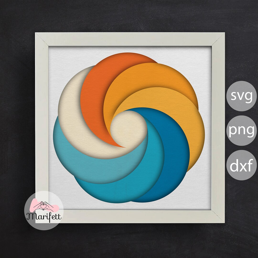 3D Sunset Wave Shadow Box SVG: Layered Paper Cut Files (digital ...