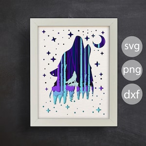 3d Wolf Svg, Shadow Box Svg, Paper Cut Files, 3d Cricut Projects, Laser Cut Files, Layered Svg, Colorful Layers, Ligth Box Svg