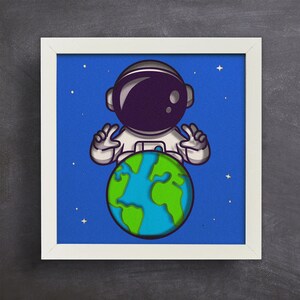 3D-astronaut schaduwdoos, papercut, bestanden voor de cricut, voor silhouet, lasergesneden bestanden, svg, dwg, dxf, ai, eps, pdf, png-indelingen