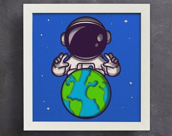 3d Astronaut Shadow Box, Papercut, Files for cricut, for Silhouette, Laser cut files, Svg, Dwg, Dxf, Ai, Eps, Pdf, Png Formats