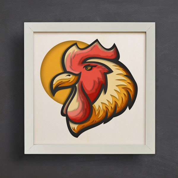 3d Rooster Svg, Shadow Box Svg, 3d Cockerel svg, Files for cricut, for Silhouette, Cnc files Svg 3d Rooster Svg, Shadow Box Svg, 3d Cockerel svg, Files for cricut, for Silhouette, Cnc files Svg