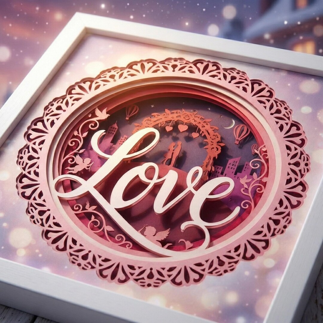 Valentine Shadow Box SVG, 3D Love Layered Papercut, Romantic Couple ...
