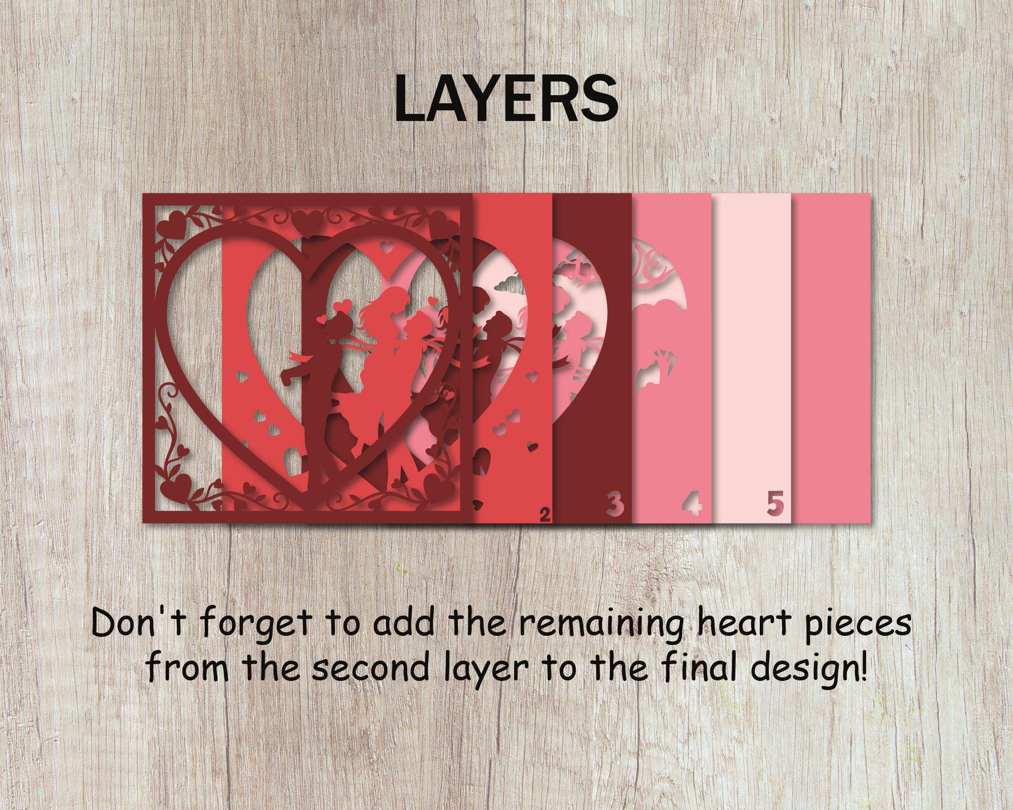 3D Love Shadow Box SVG, Valentines Day Couple Papercut, Layered Heart ...