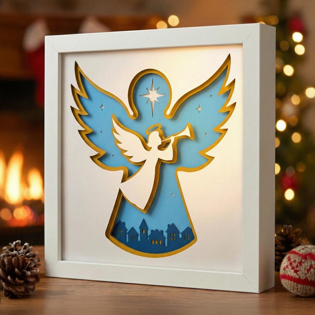 Angel Shadow Box SVG | Christmas Nativity 3D Layered SVG | Papercut ...