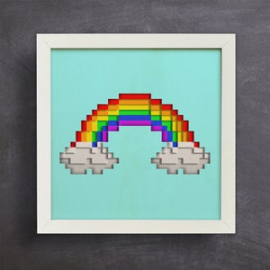 3d Rainbow Shadow Box, Lighting Box Templates, Pixel Rainbow SVG, 3d Cricut Project, Layered Svg Files