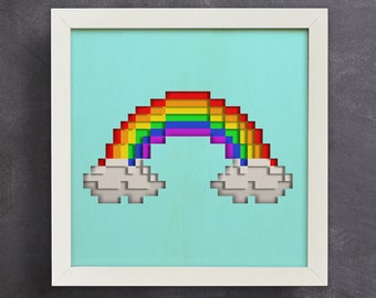 3d Rainbow Shadow Box, Lighting Box Templates, Pixel Rainbow SVG, 3d Cricut Project, Layered Svg Files