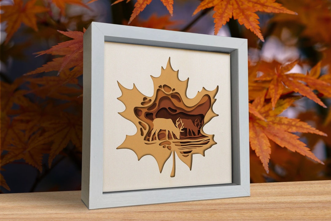 3d Maple Leaf Svg, Fall Svg, Shadow Box, 3d Frame, Fall Wreath, for ...