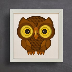 Eule 3d svg, Shadow Box svg, 3d Vogel svg, Dateien für Cricut, für Silhouette, Cnc-Dateien svg