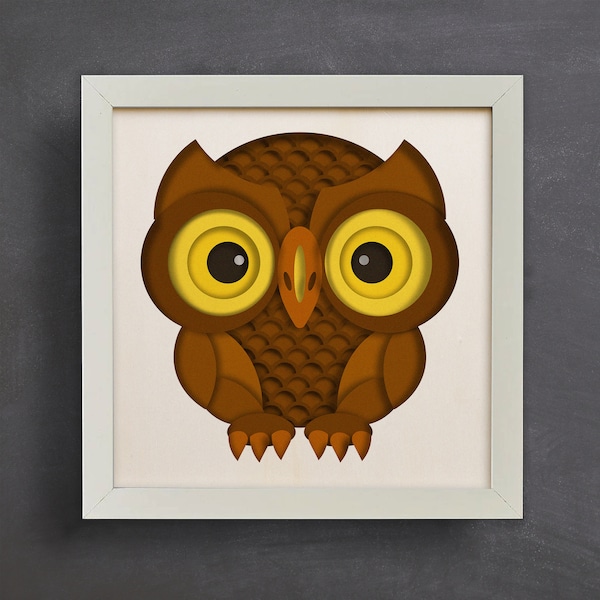 3d Owl Svg, Shadow Box Svg, 3d Bird svg, Files for cricut, for Silhouette, Cnc files Svg