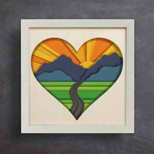 3D Landscape Shadow Box / 3d Heart Layered Svg / Colorful Multilayer Papercut / 3D Mandala Svg / Papercraft Svg / Svg File For Cricut