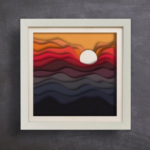 3d Sunset View Shadow Box, 3d Layered Art, Paper Cut,Files for cricut, for Silhouette, CNC cutting, Svg, Dxf, Eps, Png Formats