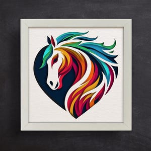 de cheval 3D Shadow Box | SVG multicouche pour papier cartonné | Animaux colorés 3D faciles à utiliser pour Cricut et Silhouette