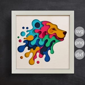 3D ours Svg, Shadow Box SVG - 3D ours coloré Svg, conception papercraft multicouche pour Cricut et Silhouette - facile à utiliser