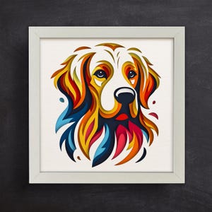 3d Golden Retriever, 3d Dog Svg, Modelos de Caixa de Sombra, Multicamadas Dog, SVG para Cardstock / Arte Colorida 3d / Para Cricut / Para Silhouette