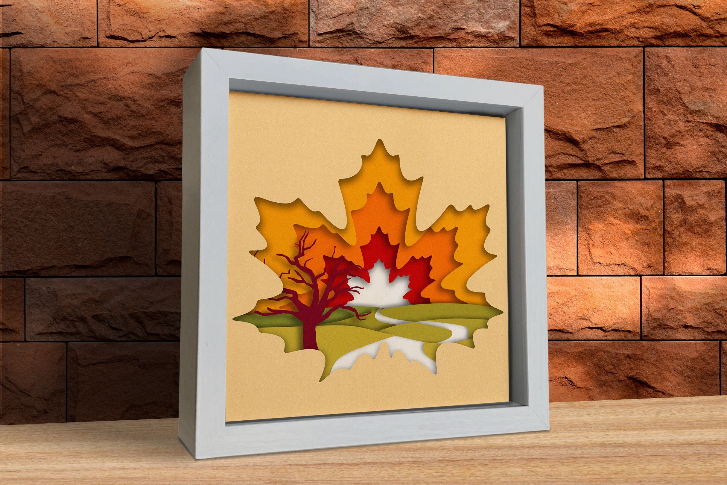 Fall Dxf 3d Maple Leaf Landscape, Fall Shadow Box Svg, for Cricut, for ...