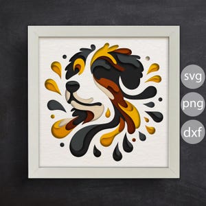 3d Bernese Mountain Dog Svg / Colorful Dog 3D / Shadow Box SVG / Multilayered Dog / Papercraft for Cricut and Silhouette / Easy to use