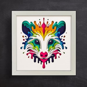Possum 3D, modèles de boîte d'ombre, SVG pour papier cartonné / boîte d'ombre de souris 3D / animaux colorés 3D / boîte commémorative d'animal de compagnie / pour Cricut / pour la silhouette