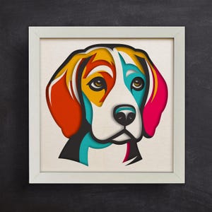3D Beagle SVG, Schattenbox Vorlage, Hund 3D SVG Schattenbox, mehrschichtiger Karton, Papierschnitt für Cricut für Silhouette, einfach zu verwenden