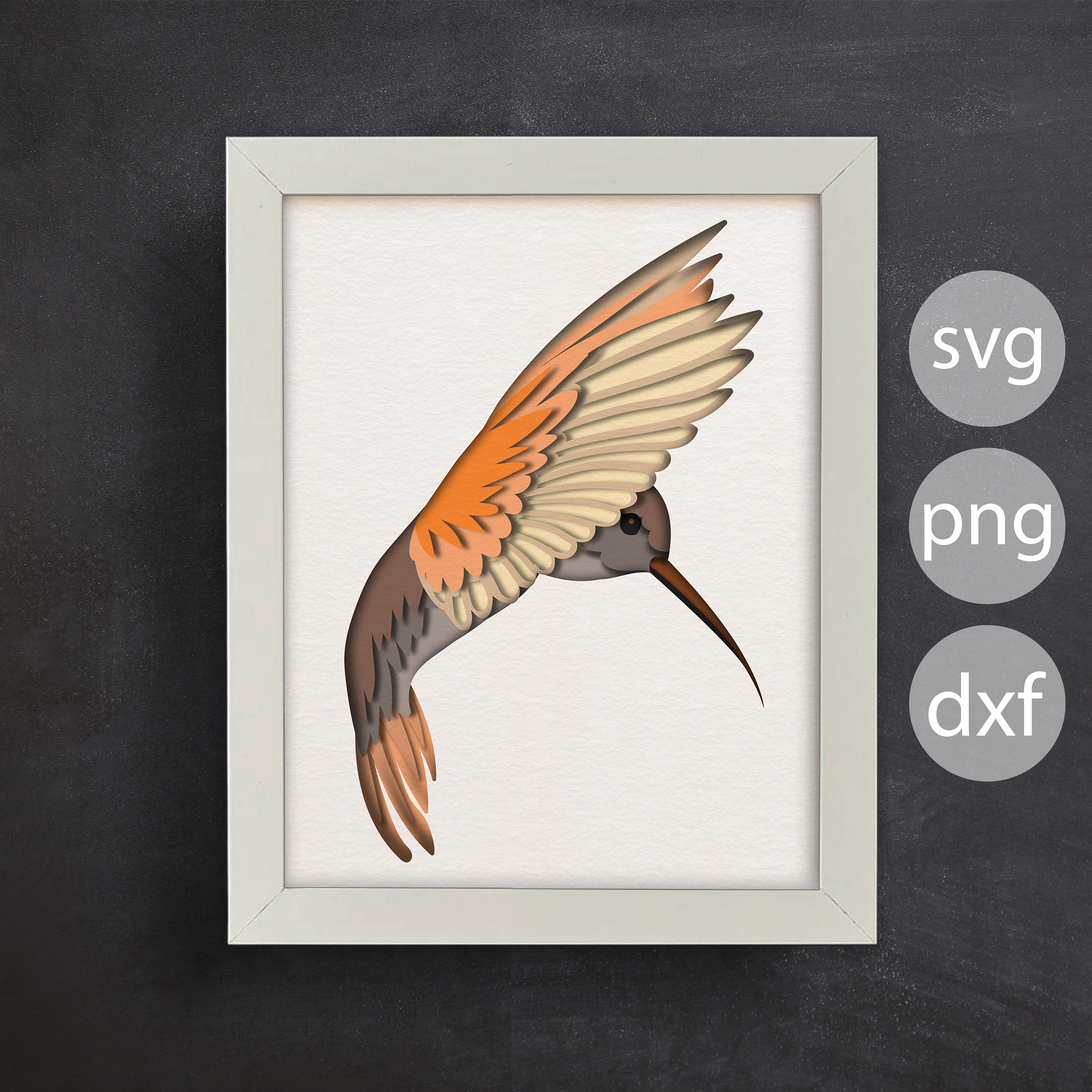 Hummingbird Shadow 3d Hummingbird SVG, Shadow Box Template, Bird 3D SVG Shadowbox, Layered ...