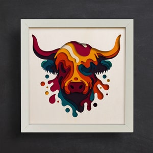 3d Highland Cow, Shadow Box Templates - 3d Farm Life Svg, Layered Paper, Files for Cricut and Silhouette - Easy to use