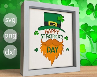 3D Saint Patrick's Day Svg, Shadow Box Templates, Shamrock, Lucky SVG, Files For Cricut and Silhouette with Easy to Use