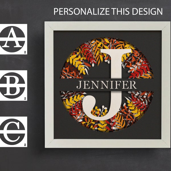 3d Split Monogram, Shadow Box Templates, Fall Layers, Custom Name, Alphabet Family Name SVG, A-Z Letters, Name Gift SVG, Files for cricut