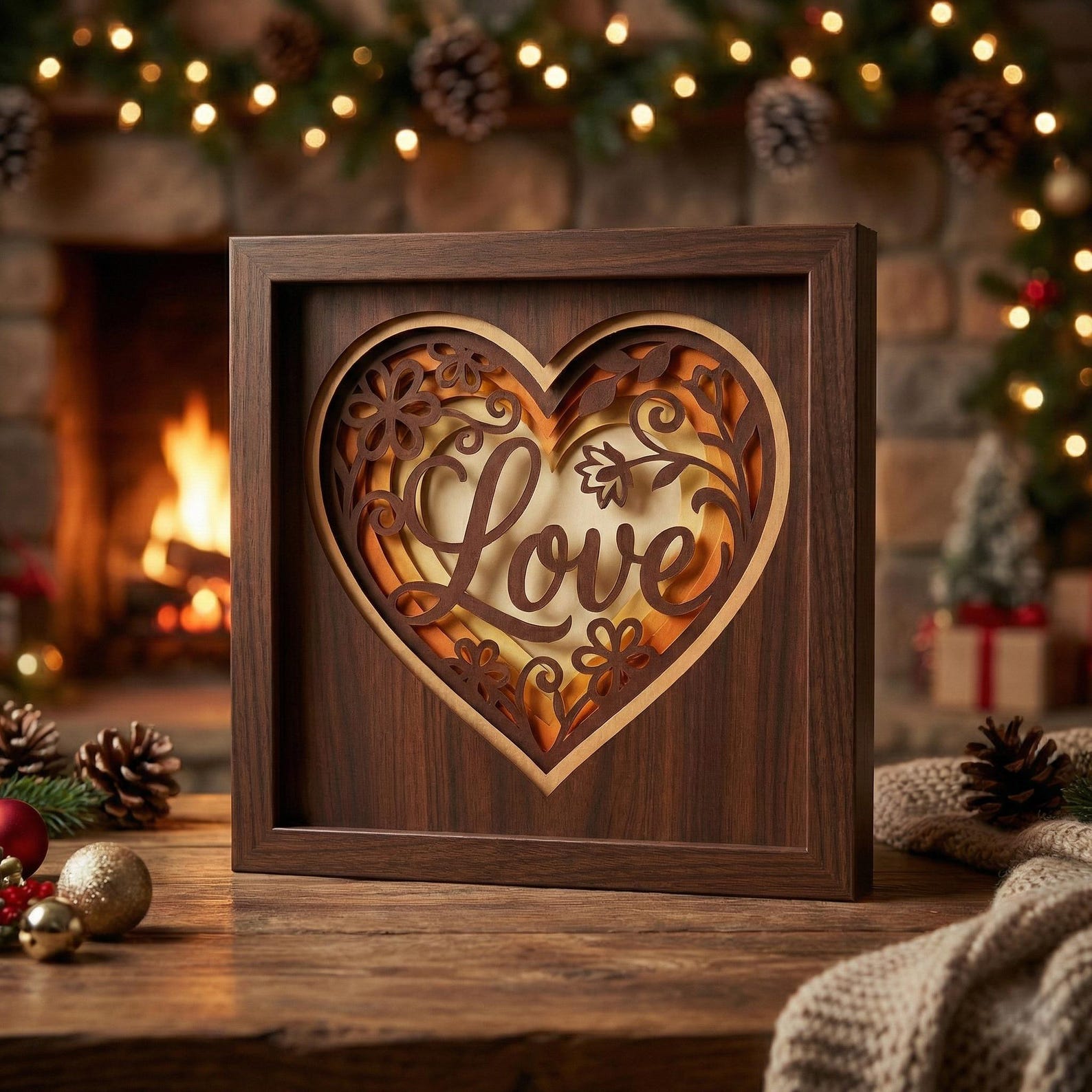 3D Love Heart Shadow Box SVG, Layered Floral Papercut Template ...