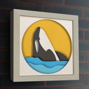 3D Orca Whale Shadow Box SVG: Layered Dolphin Template (digital ...