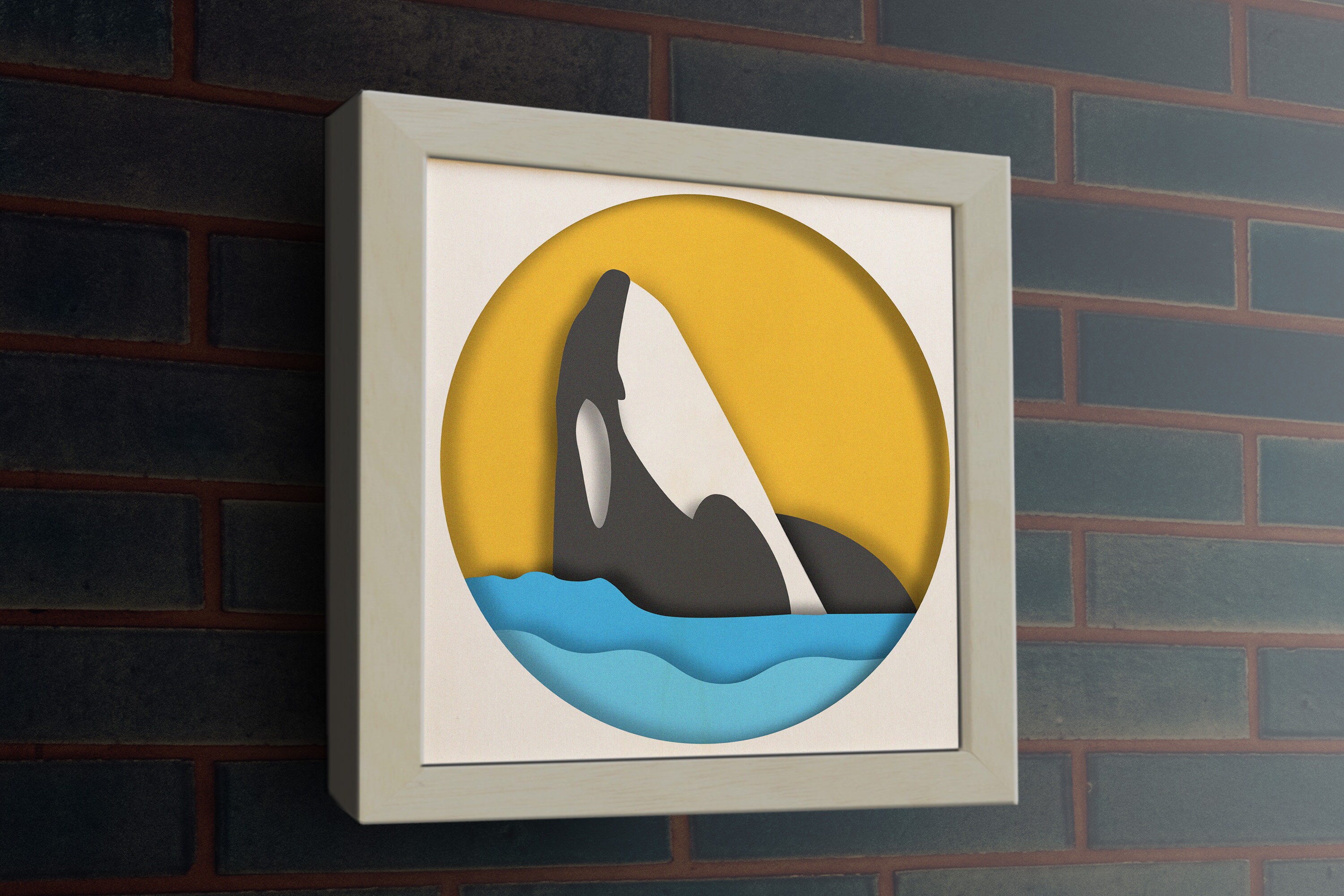 3D Orca Whale Shadow Box SVG: Layered Dolphin Template (digital ...