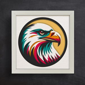 Adler SVG, Schattenbox Vorlage, Vogel 3D SVG Schattenbox, mehrschichtiger Karton, Papierschnitt für Cricut für Silhouette