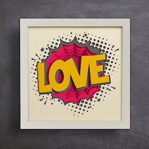 3D Love Pop Art Shadow Box SVG | Prezent walentynkowy, dekoracja rocznicowa, prezent dla mamy, plik dla Cricut i Silhouette, łatwy w użyciu