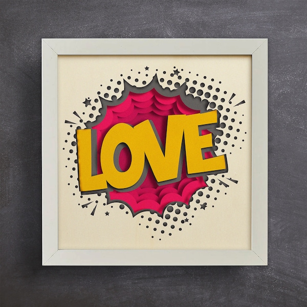 3d Love, Shadow Box SVG, Valentine SVG, Anniversary svg, Mom Gift, Valentine Gift, Paper Cut, 3d Layered SVG, For Cricut, For Silhouette