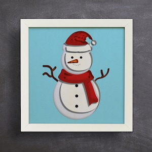 3d Snowman Shadow Box, Christmas Layered Svg, Shadow Box Svg, Files for cricut, for Silhouette, 3d Christmas svg