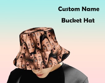Personalize Cotton Wide Brim Outdoor Summer Cap,Black Reversible Bucket Hat,Custom Unisex Bucket,Hiking Beach Sports,MultiFace Bucket Hat