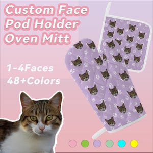 Custom Heat Resistant Oven Mitt/Pot Holder With Dog Face Personalized Heat Insulation Gloves Customize Oven Mitt Christmas Birthday Gifts